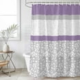 thumbnail image 1 of Purple Grey Waterproof Fabric Shower Curtain,Chic Garden Floral Stripe Aesthetic Flower Waterproof Fabric Shower Curtain for Bathroom Curtains Bathtubs Shower Curtains with 12 Hooks Standard 60x72, 1 of 8