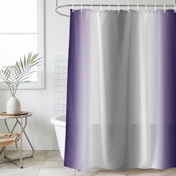 Purple Grey Waterproof Fabric Shower Curtain, Gray Farmhouse Modern Rustic Waterproof Fabric Shower Curtain for Bathroom Curtains Bathtubs Hotel Washable Shower Curtains with 12 Hooks Stall 48x72in
