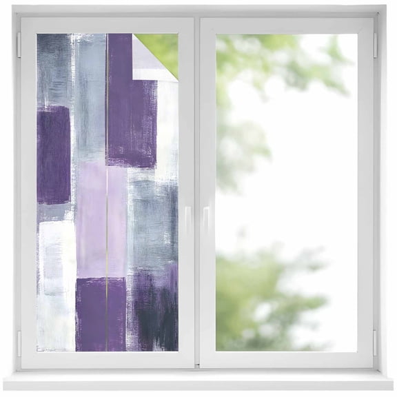 Purple Grey Window Privacy Film Graffiti Art Abstract Mottled Texture Modern Decorative Glass Window Film UV Blocking Static Cling Non-Adhesive Sticker Covering for Home Door 19.6 x 39.3 inches