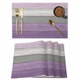 thumbnail image 1 of Purple Grey Wood Grain Placemats Set of 4, Ombre Rustic Retro Wooden Plank Placemats for Dining Table, Place Mats for Kitchen Tabletop, Waterproof Wipeable Dining Table Mats Set, 1 of 9