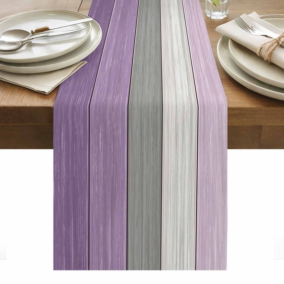 Purple Grey Wood Grain Table Runner - 70 Inch Long, Kitchen Dining Table Runner Dresser Scarves, Ombre Rustic Retro Wooden Plank Farmhouse Decor for Coffee Tables Wedding Party Banquet