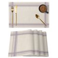 thumbnail image 1 of Purple Grid Stripes Placemats Set of 2 Boho Minimalist Lines Texture Beige Place Mats Indoor Wipeable Table Mats Washable Cloth Dining Table Placemats for Kitchen Holiday Party Home Decor 13x19 Inch, 1 of 9
