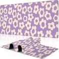 thumbnail image 1 of Purple Groovy Flowers Desk Mat,Large Vintage Floral Gaming Keyboard Mouse Pad,Non-Slip Rubber Base Desk Pad Thick Stitched Edges Waterproof Mousepad Mouse Mat 31.5"x11.8", 1 of 6