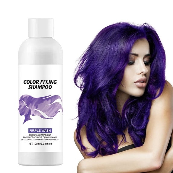 Purple Hair Dye Shampoo Temporary Color Depositing Shampoo for Fast Wash-In Color, Plant-Based Formula, 100ml Bottle for Deep Purple Hair Color
