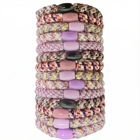 Purple  Hair Ties for Thick Hair, Grab & Go Pony Tube, 15 Pack, Pixie, Thick No-Crease Bands with Strong Hold, Damage-Free Design, Whimsical Pastel Blend