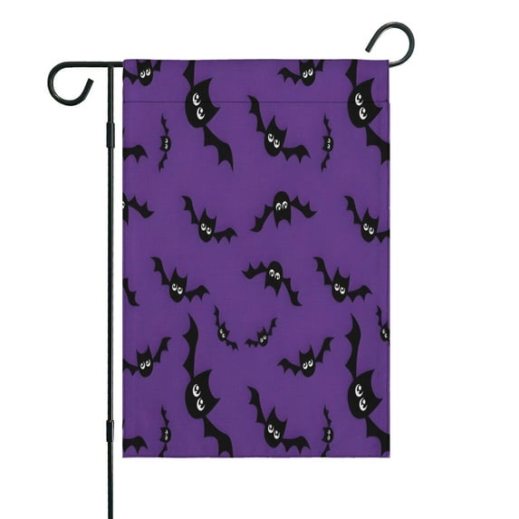 Purple Halloween Black Bats Fall Garden Flags 12.5"x18" Double Side,Small Yard Flags for Outside,Outdoor Fall Decor,Autumn Funny Garden Flag Yard Decoration