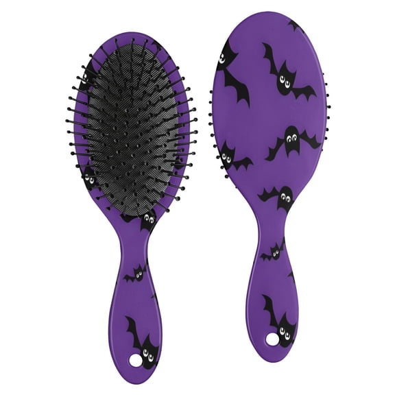 Purple Halloween Black Bats Hair Brush,Girls Detangling Hair Brush,Glide Through Tangles with Ease for Wet & Dry Hair,8.8"X2.8"