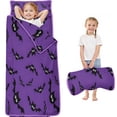 thumbnail image 1 of Purple Halloween Black Bats Toddler Nap Mats for Kids Preschool,59"x22" Sleeping Mat Bag or Kids,Toddler Sleeping Bag,Toddler Nap Mat or Daycare, 1 of 6