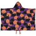 thumbnail image 1 of Purple Halloween Black Cats and Pumpkins Hooded Bath Towel，60"x35" for Ages 3 To 12 Kids, Quick Dry Lightweight Soft Microfiber Hood Beach Towel Cover Up for Kids, 1 of 7