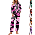thumbnail image 1 of Purple Halloween Clothes for Women Polyester,Spandex Button Down Pajamas for Women Set Long Sleeve & Long Pants Soft S, 1 of 4
