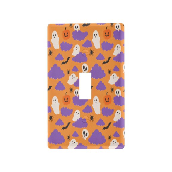 Purple Halloween Cloud Pattern Decorative Wall Plate, Flame Retardant PC Plastic Light Switch & Outlet Cover with Mounting Screws Fits Toggle Switch