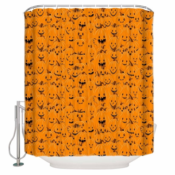 Purple Halloween Evil Pumpkin Ghost Graffiti Shower Curtain Set ，Waterproof Fabric Shower Curtains Shower Curtains for Bathroom,Bathroom Decor 54x"78"