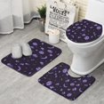 thumbnail image 1 of Purple Halloween Ghosts Skulls and Bats Bathroom Rugs Sets 3 Piece,Toilet Cover Set,Absorbent Non Slip Bathroom Mats Sets with U-Shaped Contour Rug Toilet Rug Set, 1 of 5