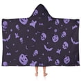 thumbnail image 1 of Purple Halloween Ghosts Skulls and Bats Hooded Bath Towel，50"x30" for Ages 3 To 12 Kids, Quick Dry Lightweight Soft Microfiber Hood Beach Towel Cover Up for Kids, 1 of 7