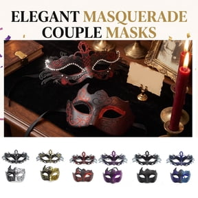 Purple Halloween Half Face Mask for Masquerade Party, Masquerade Mask with Stick Featuring Rhinestone Embellished Lace Design, Glitter Finish Black Eye Mask for Women and Men