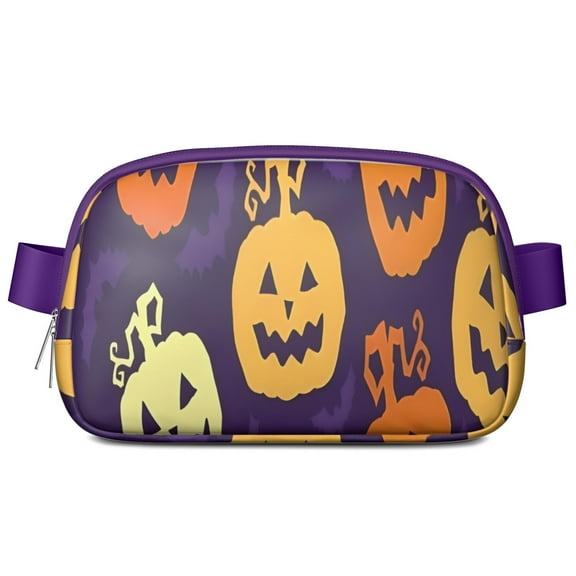 Purple Halloween Jack Lanterns Cute Fanny Packs for Women,Travel Waterproof Crossbody Fanny Bags Waist Purse for Women Anti Theft Adjustable Strap for Running Travel Cycling