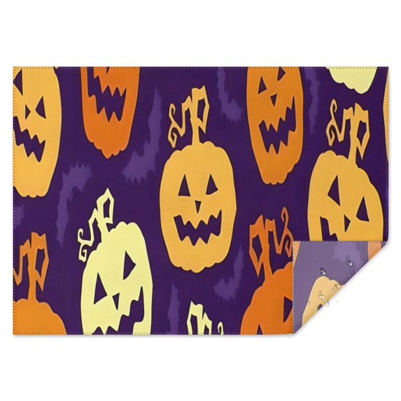 Purple Halloween Jack Lanterns Rectangle Tablecloth 60"x84",Waterproof Polyester Rectangle Table Cloth, Wipeable Spillproof Polyester Tablecloth for Dining, Camping, Indoor and Outdoor