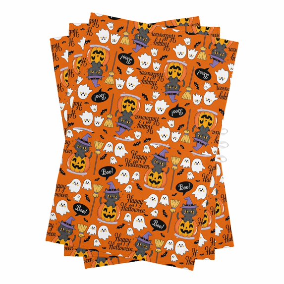 Purple Halloween Kitchen Towels Set of 3, Water Absorbent Dish Towel, Pumpkins Cat Ghost Black Bat Decorative Hand Towels - Quick Drying Cloth for Cooking Baking, 18x28 Inch