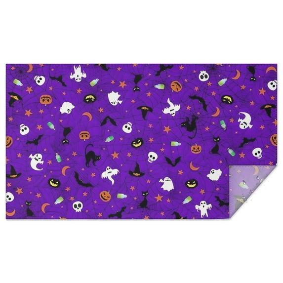 Purple Halloween Pattern Rectangle Tablecloth 60"x102",Waterproof Polyester Rectangle Table Cloth, Wipeable Spillproof Polyester Tablecloth for Dining, Camping, Indoor and Outdoor