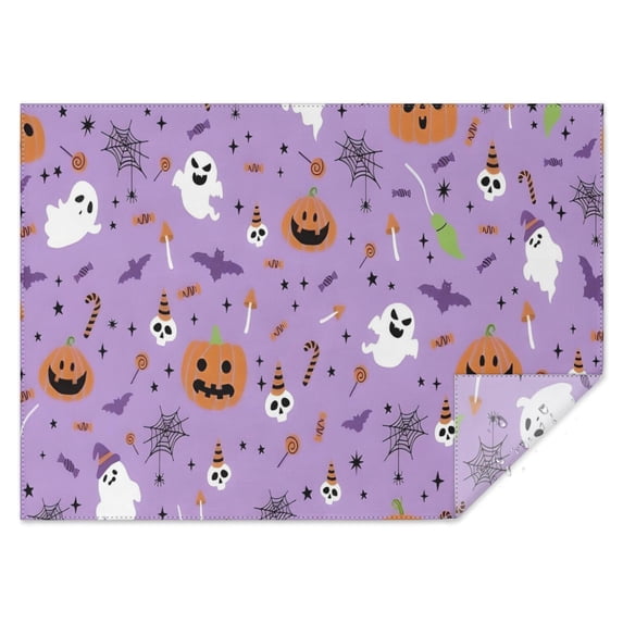Purple Halloween Pattern Rectangle Tablecloth 60"x84",Waterproof Polyester Rectangle Table Cloth, Wipeable Spillproof Polyester Tablecloth for Dining, Camping, Indoor and Outdoor