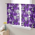 thumbnail image 1 of Purple Halloween Sheer Curtains 45 Inch Length 2 Panels Set, Semi Transparent Voile Rod Pocket Curtains for Living Dining Room Bedroom Drapes Pumpkins Skull Mushroom, 1 of 8