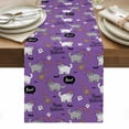 thumbnail image 1 of Purple Halloween Table Runner - 36 Inch Long, Kitchen Dining Table Runner Dresser Scarves, Cat Bat Ghost Pumpkins Farmhouse Decor for Coffee Tables Wedding Party Banquet, 1 of 7