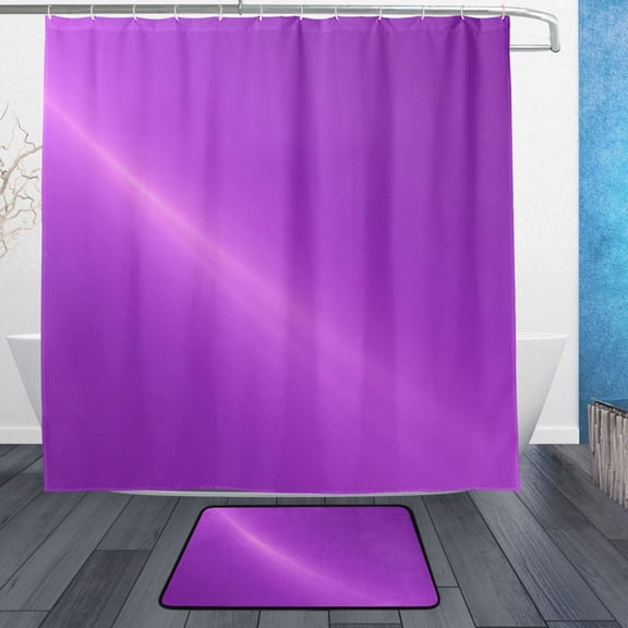 Purple Halo Bathroom Accessory Sets Waterproof Shower Curtain with Absorbent Non-Slip Rug