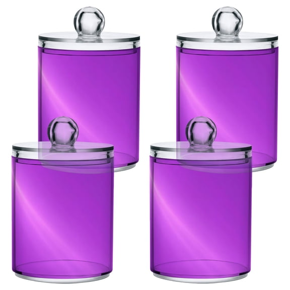 Purple Halo Plastic Storage Jar 4 Pack Clear Translucent Canisters Dustproof Lid