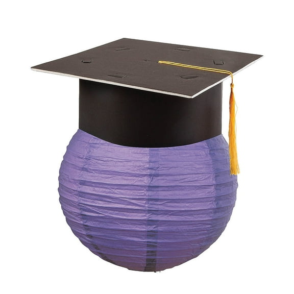 Purple Hanging Paper Lantern with Graduation Cap Decorating Kit - 12 Pieces