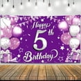 thumbnail image 1 of Purple Happy 5th Birthday Banner - XtraLarge, 72x44 Inch | Purple 5 Happy Birthday Banner | Purple Happy 5th Birthday Backdrop, 5th Birthday Decorations | Purple 5th Birthday Banner Girl, 1 of 7
