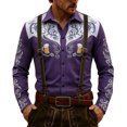 thumbnail image 1 of Purple Happy Gift Oktoberfest Button Shirts for Man Summer Fall Long Sleeve Collared High Neck Print Top T Shirt Blouse Mens 2026 Fashion XL, 1 of 5