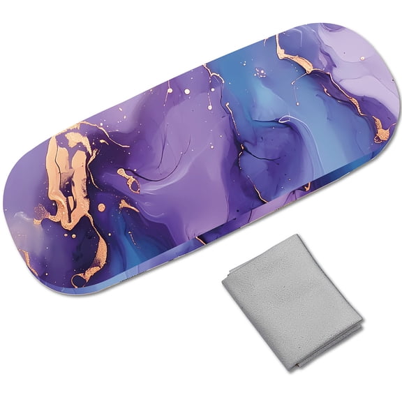 Purple Hard Shell Glasses Case Leather Sunglasses Case Portable Slim Eyeglasses Case Clamshell Protective Case Holder Pouch