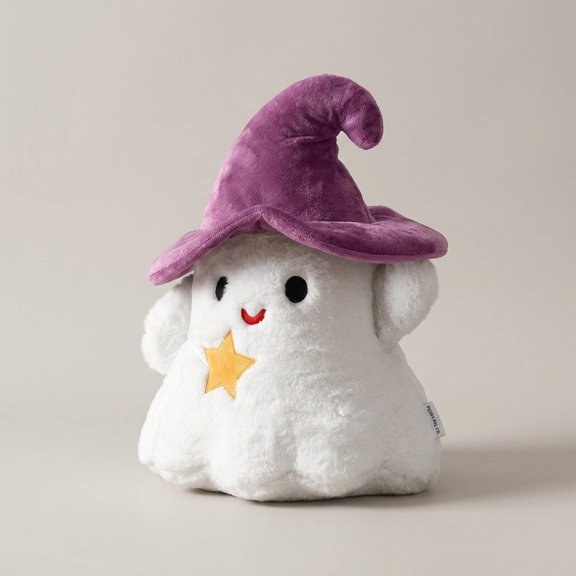 Purple Hat Ghost Large Shaped Throw Pillow Soft Faux Rabbit Cushion Decor