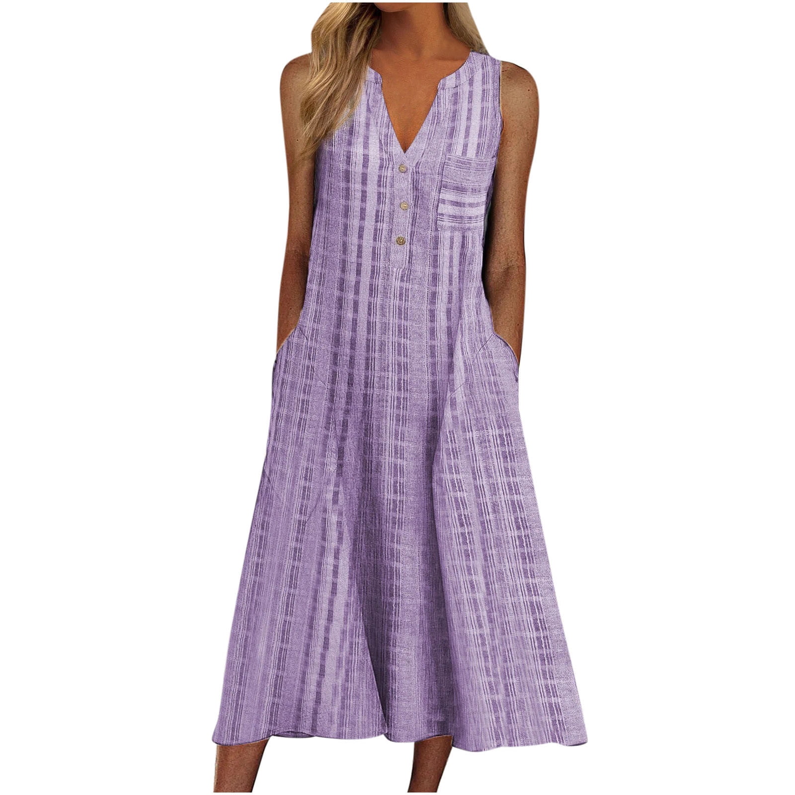 Purple Hawaiian Plaid Tropical Beach Brunch Dresses for Women Fall ...