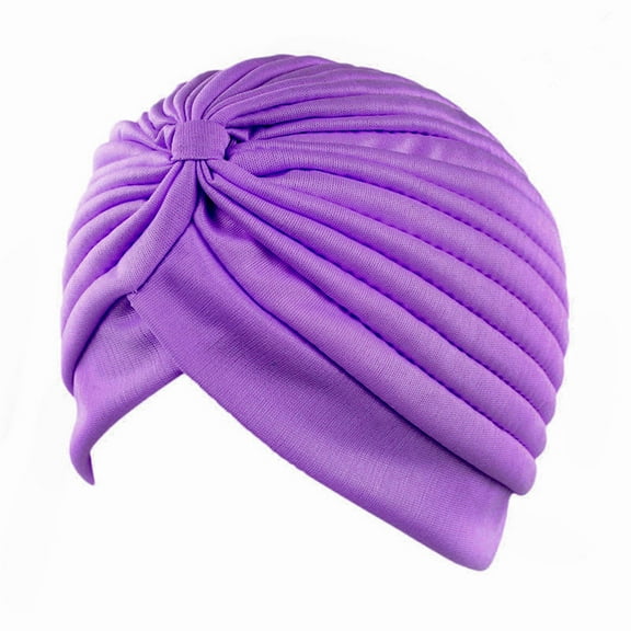Purple Headband for Women 1 Stretch Turbans Pleated Headwraps Assorted Colors Head Hair Covers Solid Head Coverings for Women Girls Sleeping Head Accessories