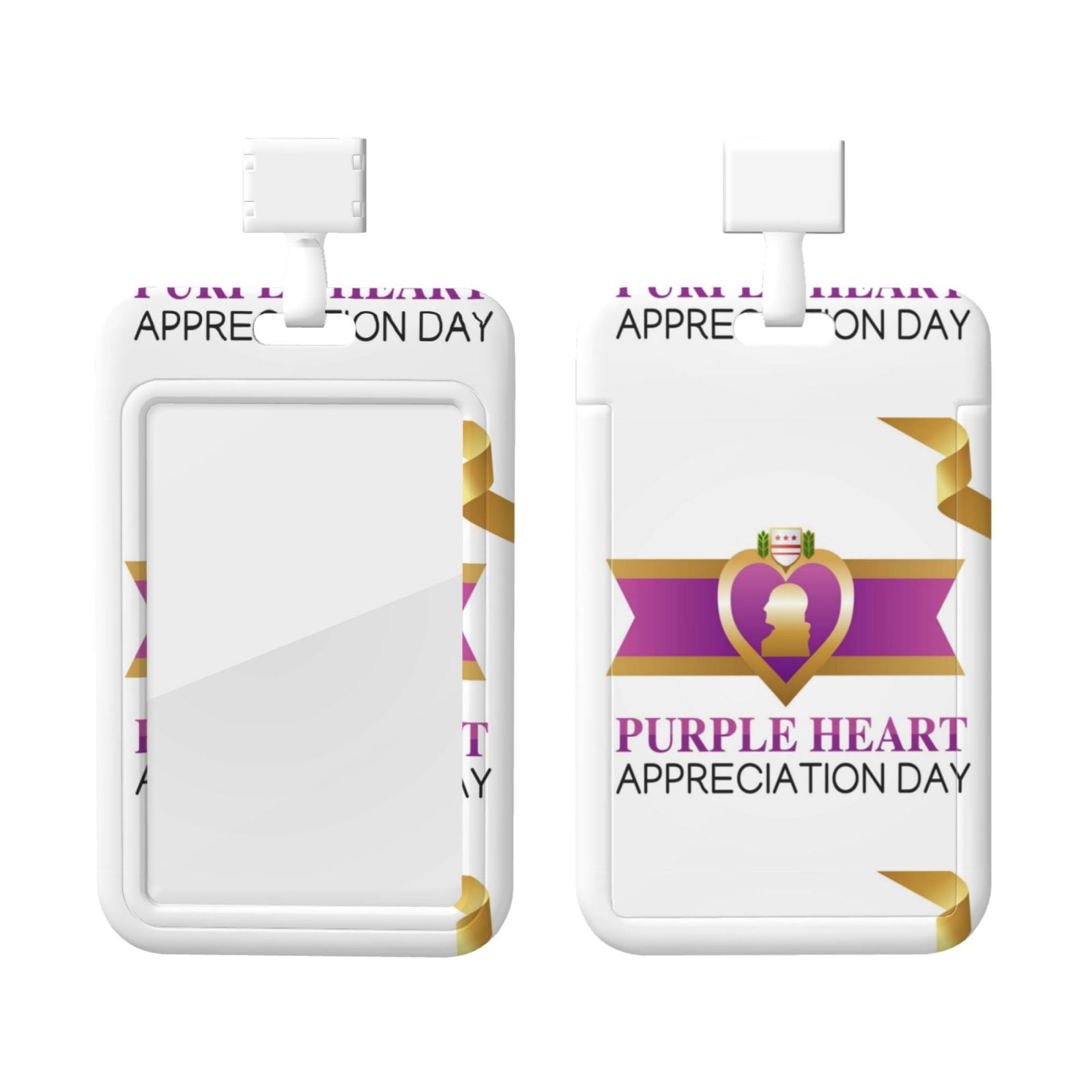 Purple Heart Day 2024 Id Card Badge With Lanyard,Name Tag Holder, Hard
