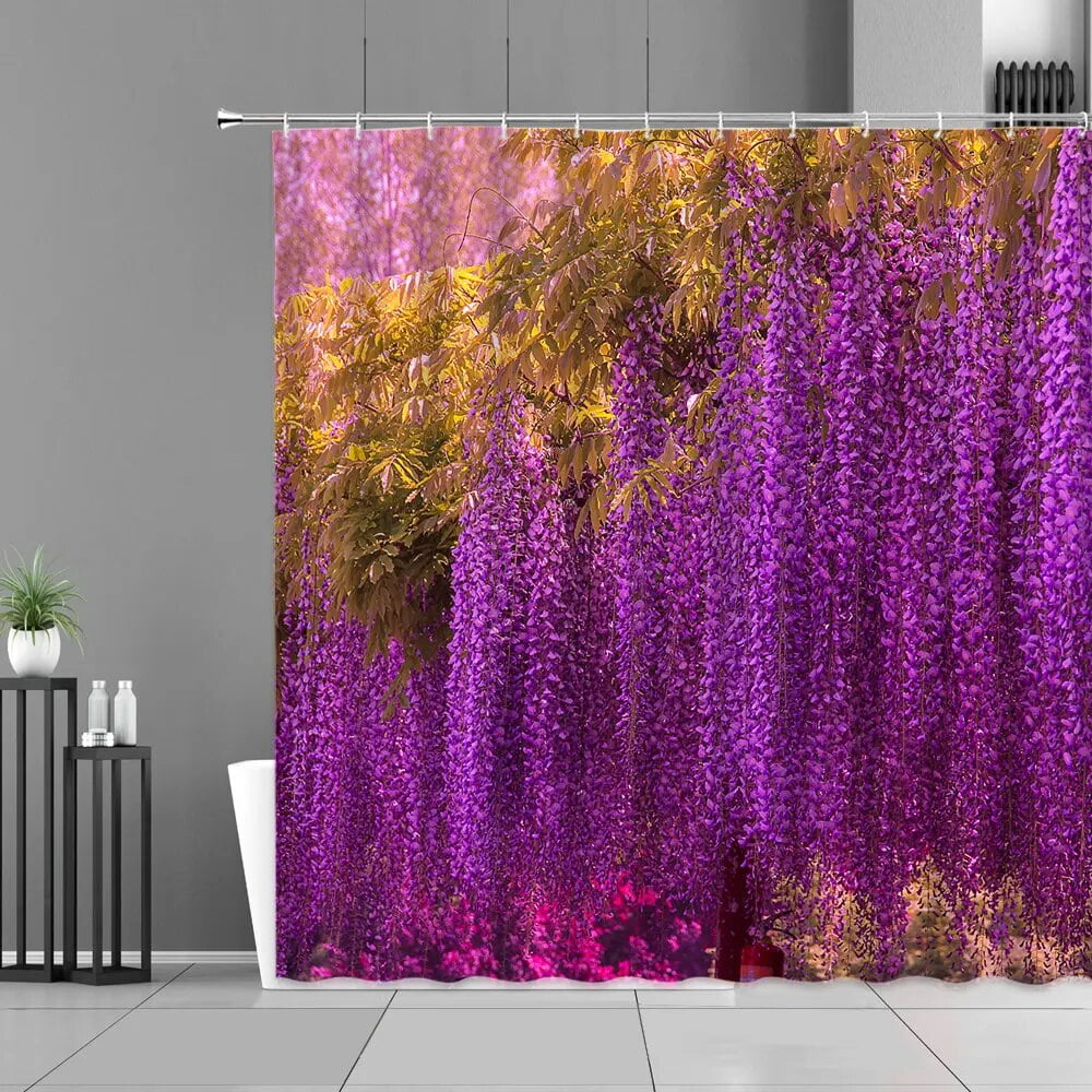 Purple Heart Maple Trees Fallen Leaves Shower Curtain Lavender Plant