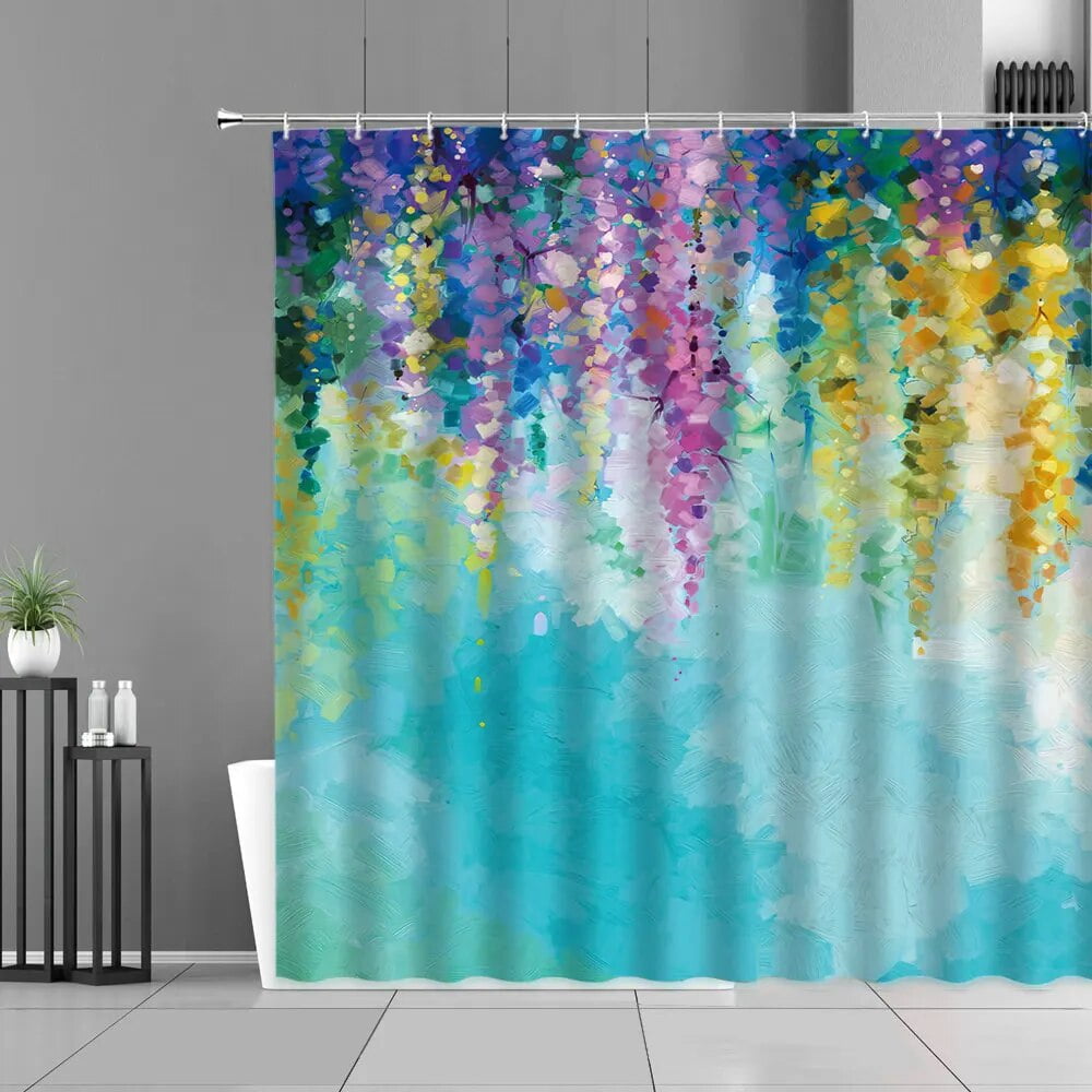 Purple Heart Maple Trees Fallen Leaves Shower Curtain Lavender Plant