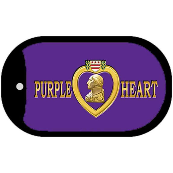 Purple Heart Novelty Metal Dog Tag Necklace DT-9004 2" x 1" Dog Tag (DT)