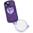 thumbnail image 1 of Purple Heart Phone Case Compatible with iPhone 12 Pro Case, Cute 3D Love Heart Phone Case, Diamond Heart Glitter Heart Stand with Round Bracelet Phone Cover for Women Girls, 1 of 12