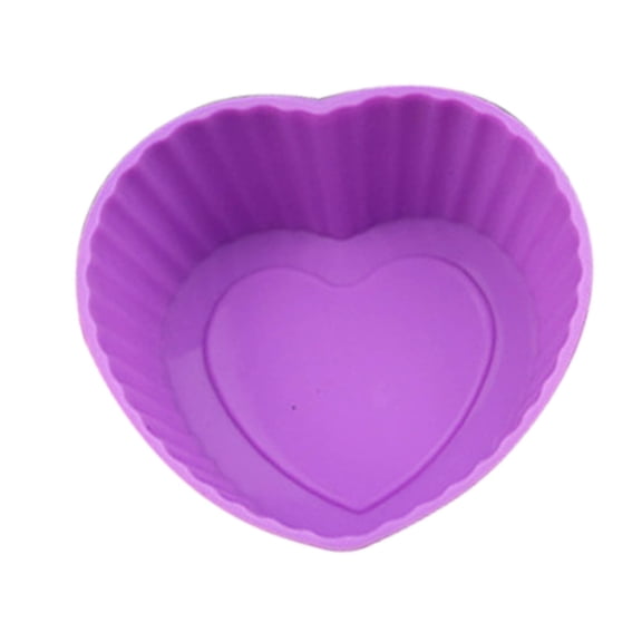 Purple Heart Shaped Silicone Cupcake Mold Single Cavity Muffin Baking Cup 2.75 X 2.63 Inch Reusable Non Stick Food Grade For Oven Freezer Purple
