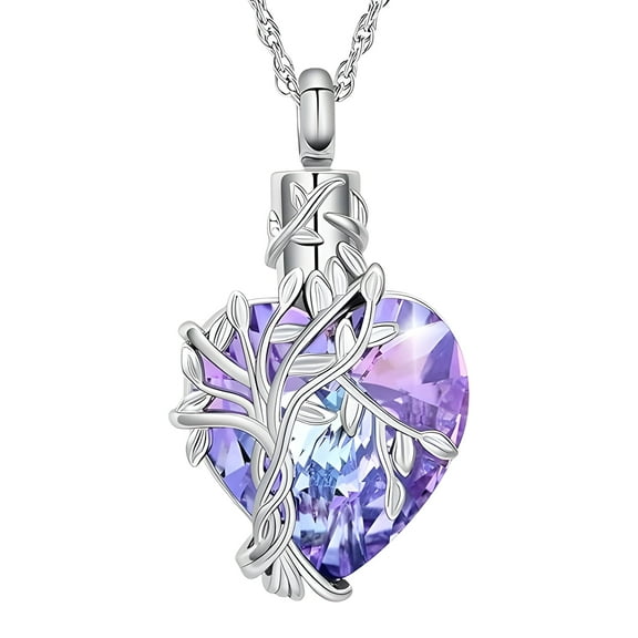 Purple Heart Urn Necklace for Ashes – Cremation Jewelry for Ashes Stainless Steel Keepsake Memorial Pendant Necklace for Women & Men