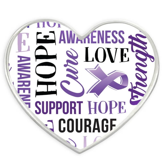 Purple Heart w/ Words Domestic Violence Awareness Enamel Lapel Pin
