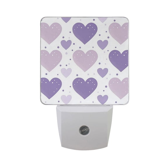 Purple Hearts Dots LED Night Light with Smart Sensor Plug Into Wall Dusk to Dawn 2 packs