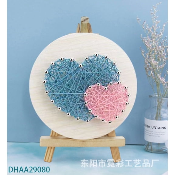 Wizardi Purple Hearts String Art Kit with Stand. Simple Decorative DIY String Art Craft Kit M1-4 DHAA29080
