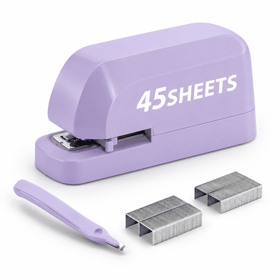 Purple Heavy Duty Electric Desktop Stapler with 45 Sheet Capacity