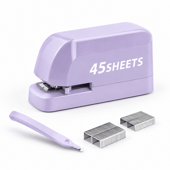 Purple Heavy Duty Electric Desktop Stapler with 45 Sheet Capacity