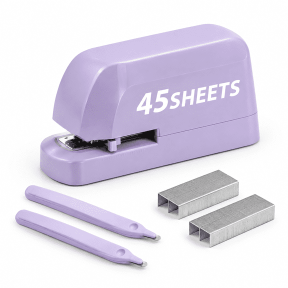 Purple Heavy Duty Electric Desktop Stapler with 45 Sheet Capacity