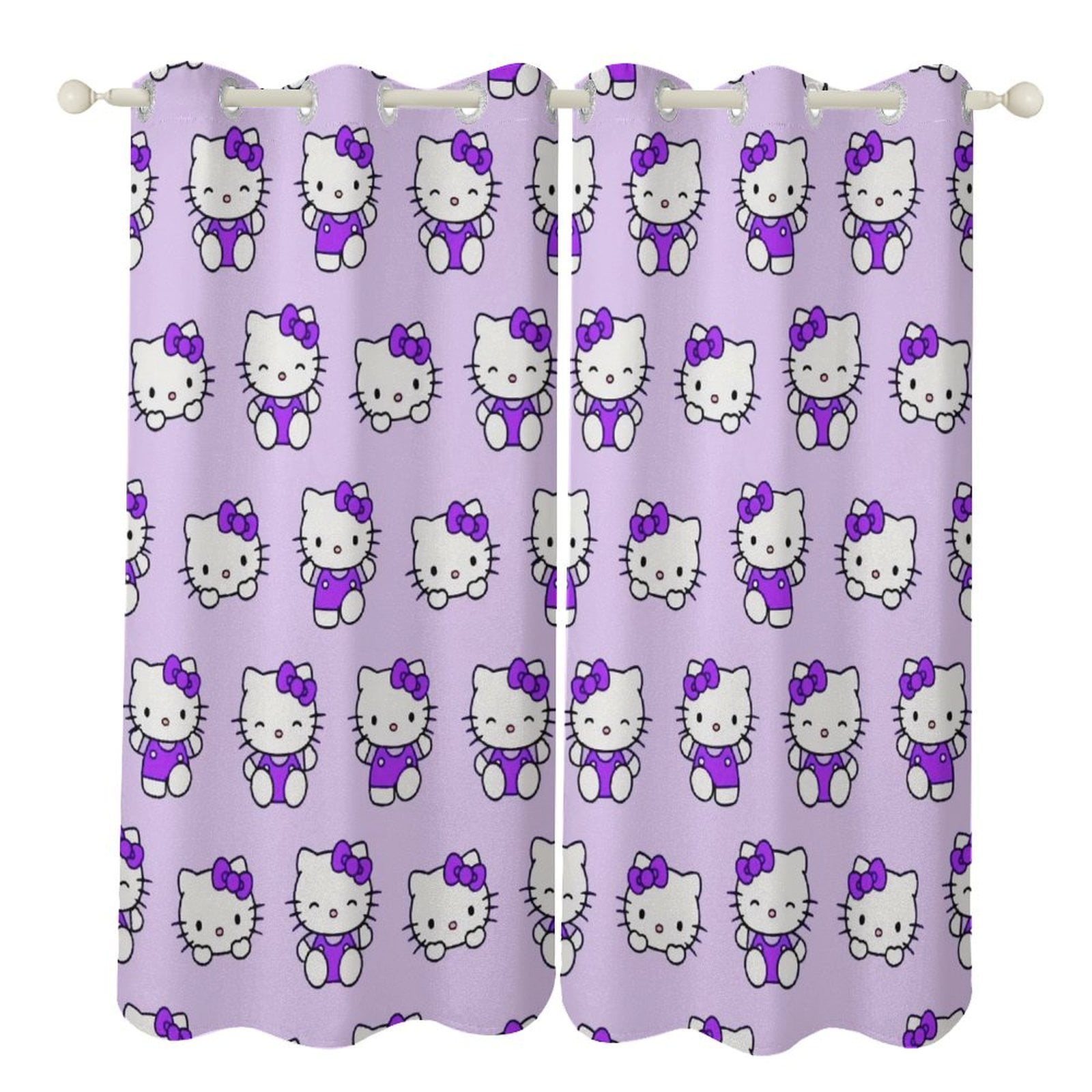 Purple Hello Kitty Curtains for Kids,Cartoon BlackOut Curtain for Boy ...