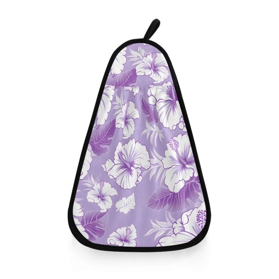 Purple Hibiscus Pattern Hand Towel Quick Drying Home Storage Kitchen Towel Hooks Dish Cloths